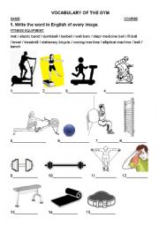 Vocabulary of the gym (Fitness equipment)