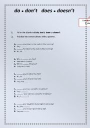 English Worksheet: do - dont - does - doesnt