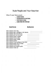 English Worksheet: Rude People and Your Reaction