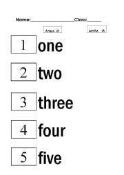 number name tracing 1-5