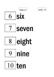 English Worksheet: number name tracing 6-10