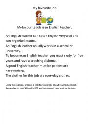 English Worksheet: My favourite job