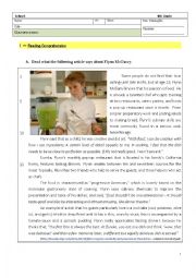 English Worksheet: Test - 8th Grade  - Cooking Passion