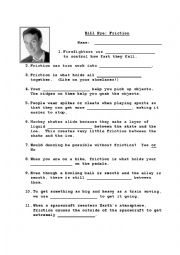 Bill Nye Friction worksheet ESL worksheet by Pemeka