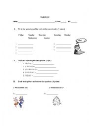 English Worksheet: test days and months 