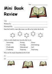 English Worksheet: Mini Book Review