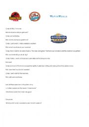 English Worksheet: Universal studios-simple past