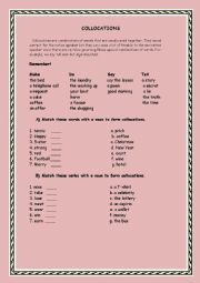 English Worksheet: Common collocations
