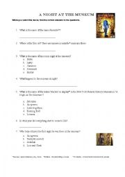 English Worksheet: A night at the museum 1