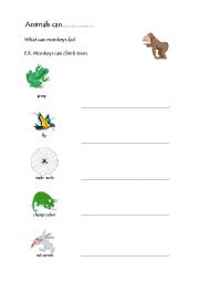 English Worksheet: Animals can