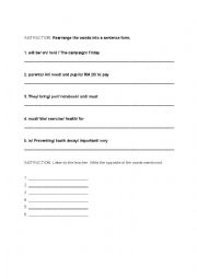 English Worksheet: Being health