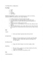 English Worksheet: VOCAB SHEET TO DESCRIBE A PERSON