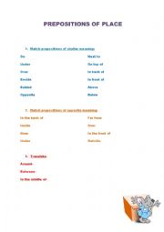 English Worksheet: preposition of place