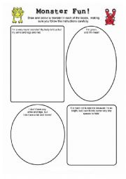 English Worksheet: Draw and colour a monster