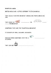 English Worksheet: Whats in a meal