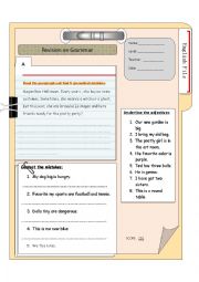 English Worksheet: grammar revision - adj. verb to be 