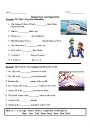 English Worksheet: Comparative use of er and est.