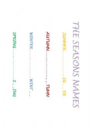 English Worksheet: THE SEASONS NAMES