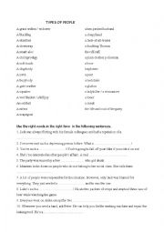 English Worksheet: Types of People