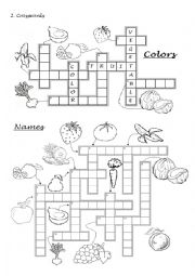 3. Colors, fruits and vegetables - Crossword