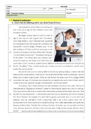 Passion for Cooking - Food - 8th Grade Test
