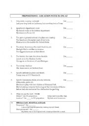 English Worksheet: Prepositions of location