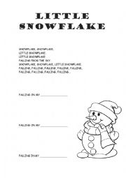 English Worksheet: Little snowflake
