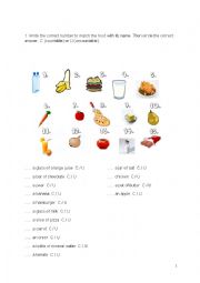 food - countable and uncountable exercise