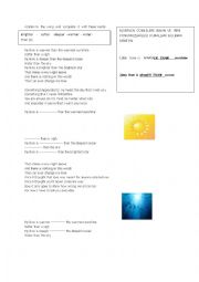 English Worksheet: song  worksheet
