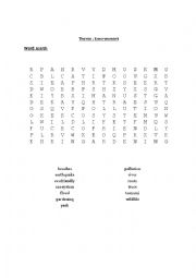 English Worksheet: WORD SEARCH : ENVIRONMENT