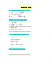 English Worksheet: To have auxilary worksheet