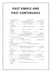 English Worksheet: PAST SIMPLE OR PAST CONTINUOUS