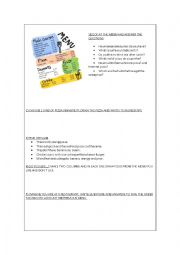 English Worksheet: menu activities