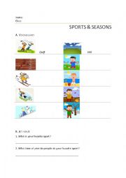 English Worksheet: Sports and seasons