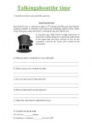 English Worksheet: Talking about the time