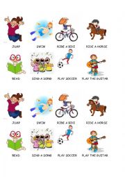 English Worksheet: Basic verbs for use can and cant