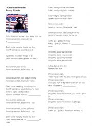 American Woman- Lenny Kravitz Fill in the blanks