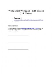 World War I Worksheet