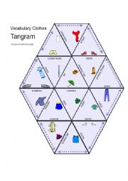 English Worksheet: Puzzle Tangram Clothes