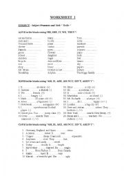 English Worksheet: BE VERB