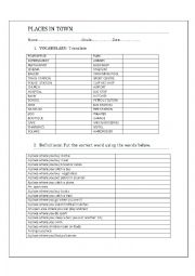 English Worksheet: Places in town vocabulary