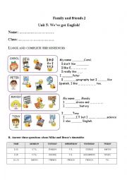 English Worksheet: Family and friends 2 unit 5