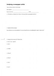 News Article Analysis Worksheet