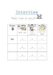 English Worksheet: Daily Routine Interview Worksheet