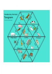 English Worksheet: Puzzle tangram Animals
