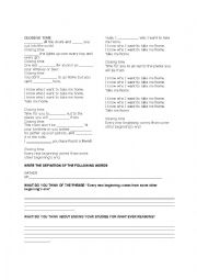 closing time worksheet