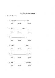 English Worksheet: Is Am Are worksheet