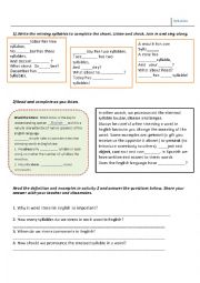 DIVIDING WORDS INTO SYLLABLES - ESL worksheet by Mouna mch