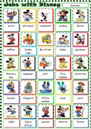 Jobs with Disney Characters - Pictionary - ESL worksheet by Krümel