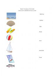 English Worksheet: Beach Matching Worksheet